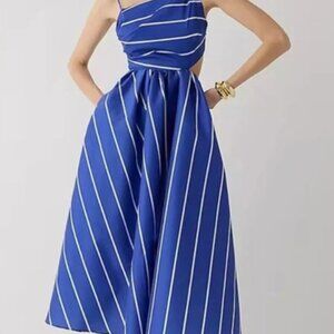 J Crew collection blue and white stripe sundress w back tie